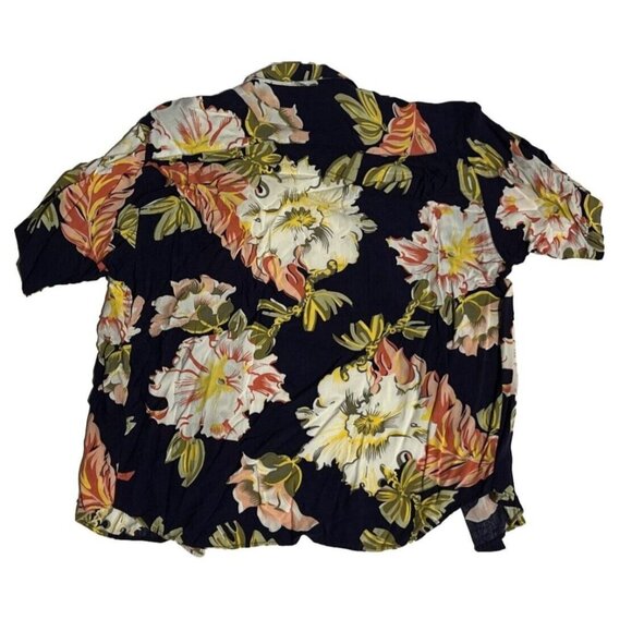 Generra Collection Women Black Floral Button Down Hawaiian Shirt, Medium - Picture 2 of 4